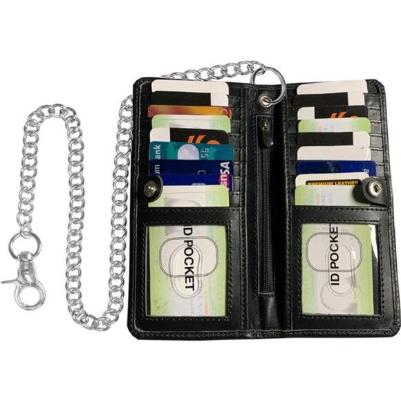Bifold RFID Blocking Motorcycle Chain Wallet for Men - Picture 2 of 8